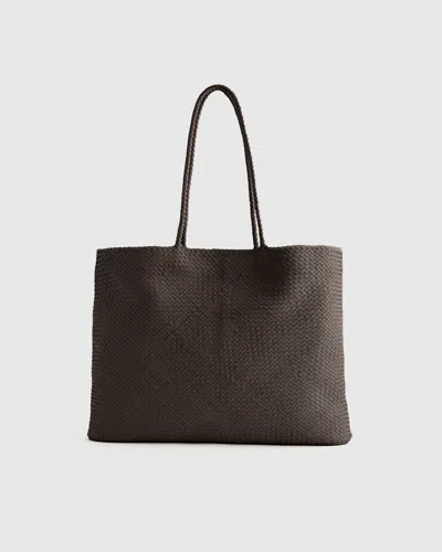 Quince Women's Italian Leather Handwoven Tote In Dark Brown