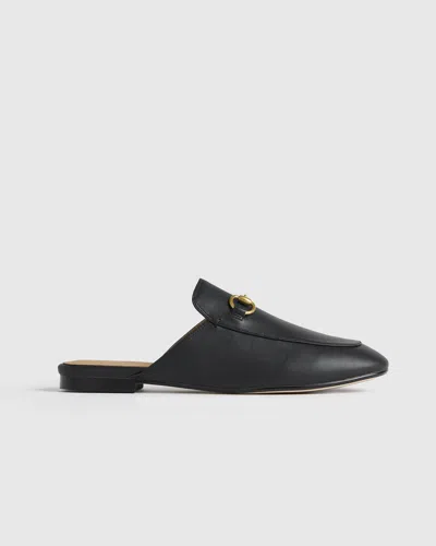 Quince Women's Italian Leather Horsebit Loafer Mule In Black