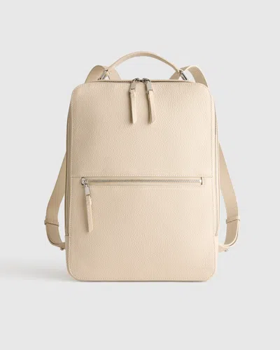 Quince Women's Italian Leather Laptop Backpack In White
