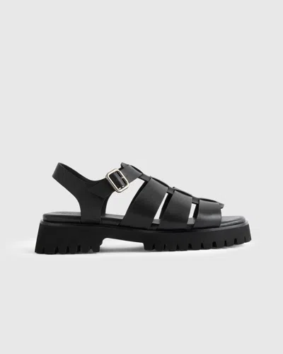 Quince Women's Italian Leather Lug Sole Fisherman Sandal In Black