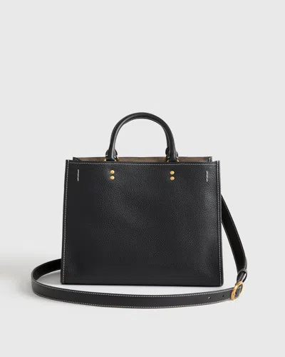 Quince Women's Italian Leather Medium Convertible Satchel In Black