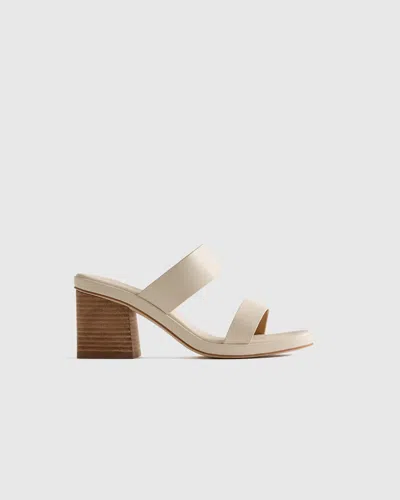 Quince Women's Italian Leather Mid Heel Sandal In Bone