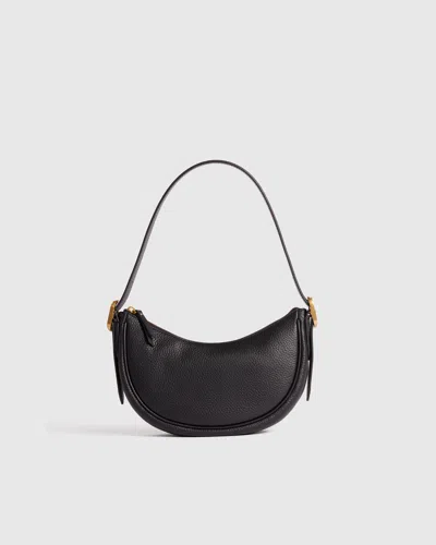Quince Women's Italian Leather Mini Crescent Shoulder Bag In Black