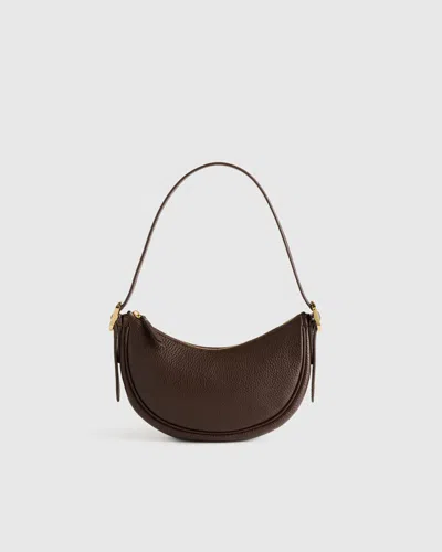 Quince Women's Italian Leather Mini Crescent Shoulder Bag In Brown