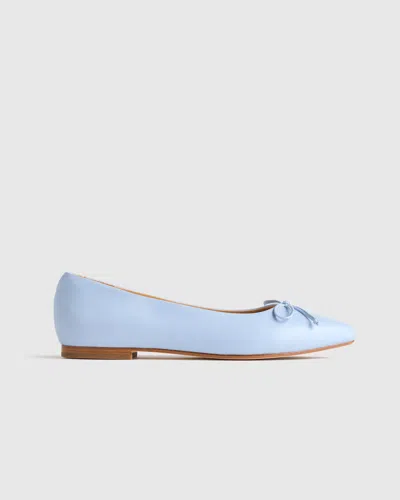 Quince Women's Italian Leather Pointed Bow Flat In Blue
