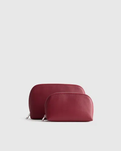 Quince Women's Italian Leather Pouch Travel Set In Red