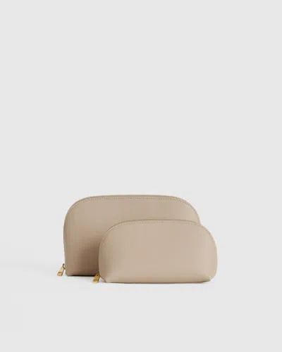 Quince Women's Italian Leather Pouch Travel Set In Taupe