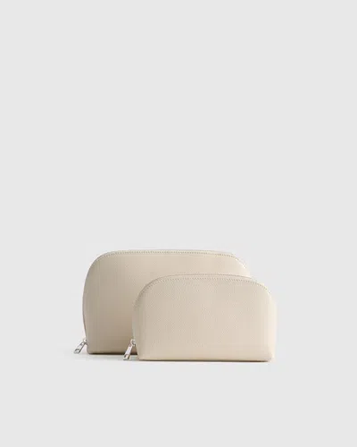 Quince Women's Italian Leather Pouch Travel Set In White