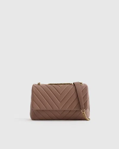 Quince Women's Italian Leather Quilted Convertible Crossbody In Dark Taupe