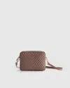 Quince Women's Italian Leather Quilted Crossbody Bag In Dark Taupe