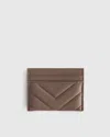 Quince Women's Italian Leather Quilted Small Card Case In Dark Taupe