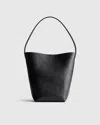 Quince Women's Italian Leather Soft Bucket Shoulder Bag In Black