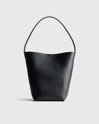 Quince Women's Italian Leather Soft Bucket Shoulder Bag In Black