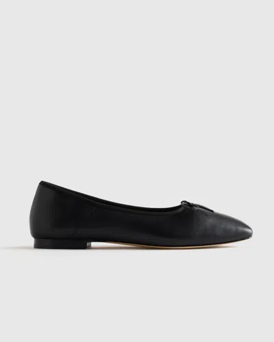 Quince Women's Italian Leather Square Toe Ballet Flat In Black