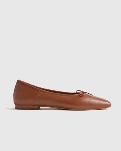 Quince Women's Italian Leather Square Toe Ballet Flat In Brown
