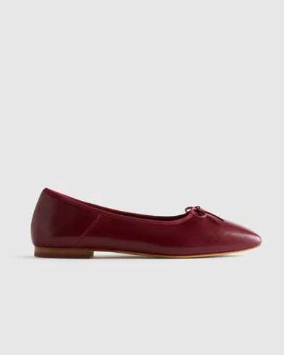 Quince Women's Italian Leather Square Toe Ballet Flat In Burgundy