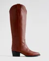 Quince Women's Italian Leather Tall Western Boots In Saddle