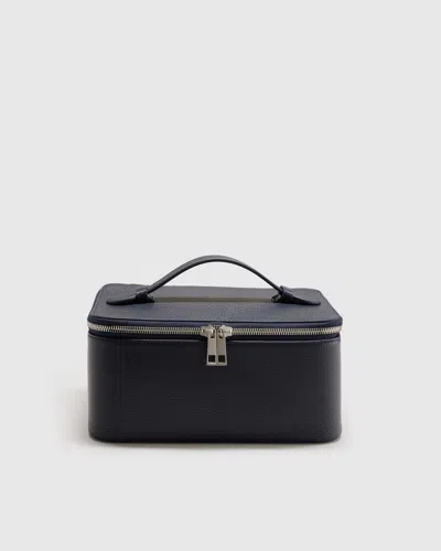 Quince Women's Italian Leather Travel Cosmetic Case In Blue