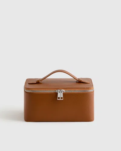 Quince Women's Italian Leather Travel Cosmetic Case In Cognac