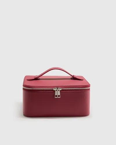 Quince Women's Italian Leather Travel Cosmetic Case In Red