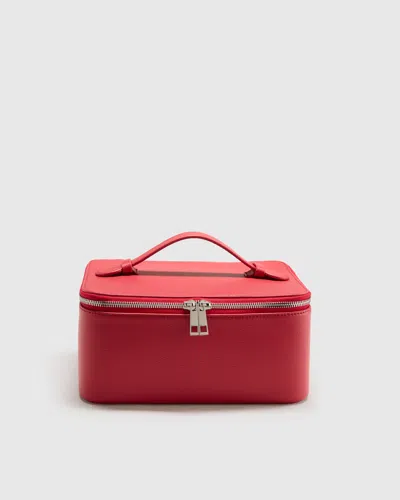 Quince Women's Italian Leather Travel Cosmetic Case In Red