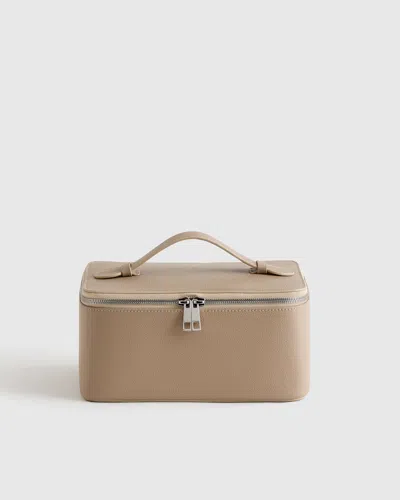 Quince Women's Italian Leather Travel Cosmetic Case In Taupe