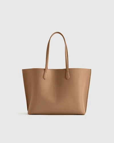 Quince Women's Italian Leather Triple Compartment Shopper Tote In Cognac