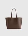 Quince Women's Italian Leather Triple Compartment Shopper Tote In Dark Brown