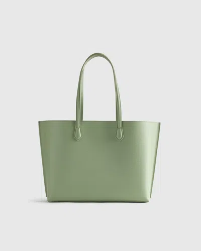 Quince Women's Italian Leather Triple Compartment Shopper Tote In Green