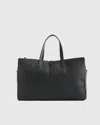 Quince Women's Italian Leather Triple Compartment Weekender In Black