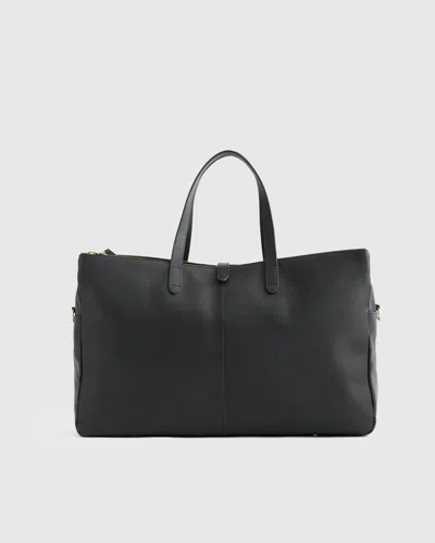 Quince Women's Italian Leather Triple Compartment Weekender In Black