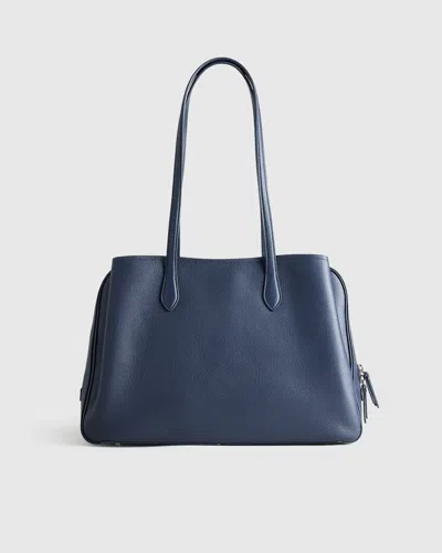Quince Women's Italian Leather Triple Compartment Work Tote In Blue