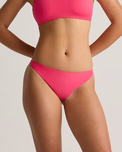Quince Women's Italian Low-rise Bikini Bottom In Hibiscus