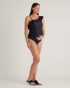 QUINCE WOMEN'S ITALIAN MATERNITY ONE SHOULDER RUFFLE ONE-PIECE SWIMSUIT