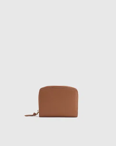 Quince Women's Italian Pebbled Leather Compact Wallet In Cognac
