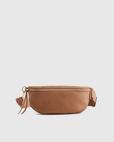 Quince Women's Italian Pebbled Leather Sling Bag In Cognac