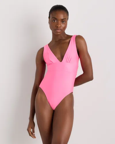Quince Women's Italian Plunge One-piece Swimsuit In Pink
