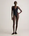 Quince Women's Italian Plunge Ribbed One-piece Swimsuit In Black
