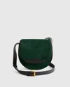 Quince Women's Italian Suede Saddle Bag In Emerald