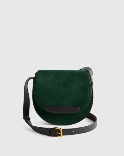 Quince Women's Italian Suede Saddle Bag In Emerald