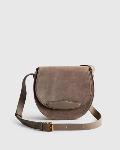 Quince Women's Italian Suede Saddle Bag In Gray