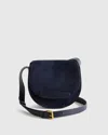 Quince Women's Italian Suede Saddle Bag In Midnight