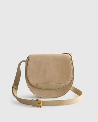 Quince Women's Italian Suede Saddle Bag In Sand