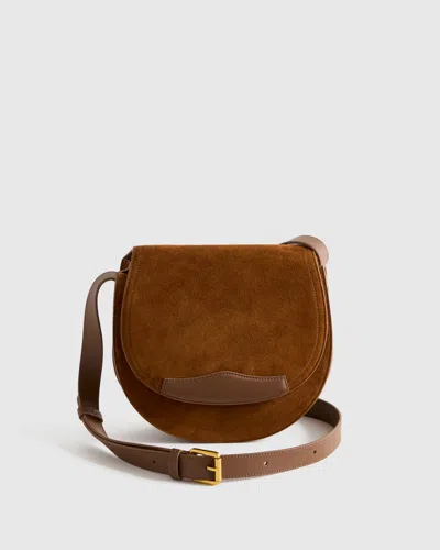 Quince Women's Italian Suede Saddle Bag In Whiskey