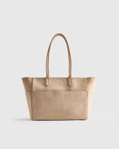 Quince Women's Italian Suede Shopper Tote In Sand