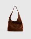 Quince Women's Italian Suede Slouchy Shoulder Bag In Chocolate Brown