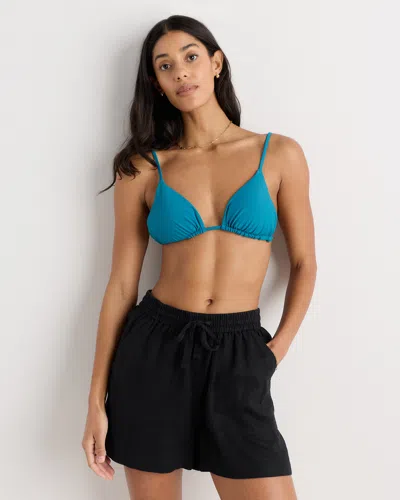 Quince Women's Italian Triangle Bikini Top In Blue