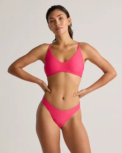 Quince Women's Italian V-neck Bikini Top In Hibiscus