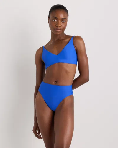 Quince Women's Italian V-neck Bikini Top In Blue
