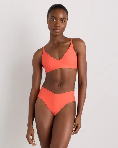 Quince Women's Italian V-neck Bikini Top In Orange